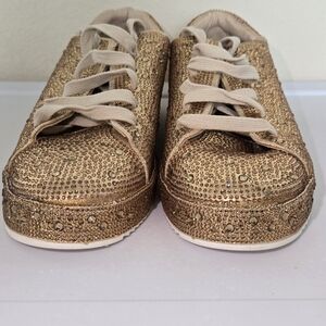 INC International Concepts Gold Sparkle Sneakers (NWOT)